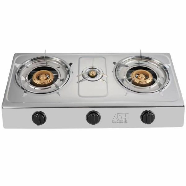 ADH 3 Burner Gas Stove Stainless Steel – Silver
