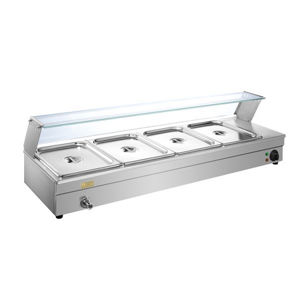 Commercial Electric Bain Marie 4-Pan with Glass Shield