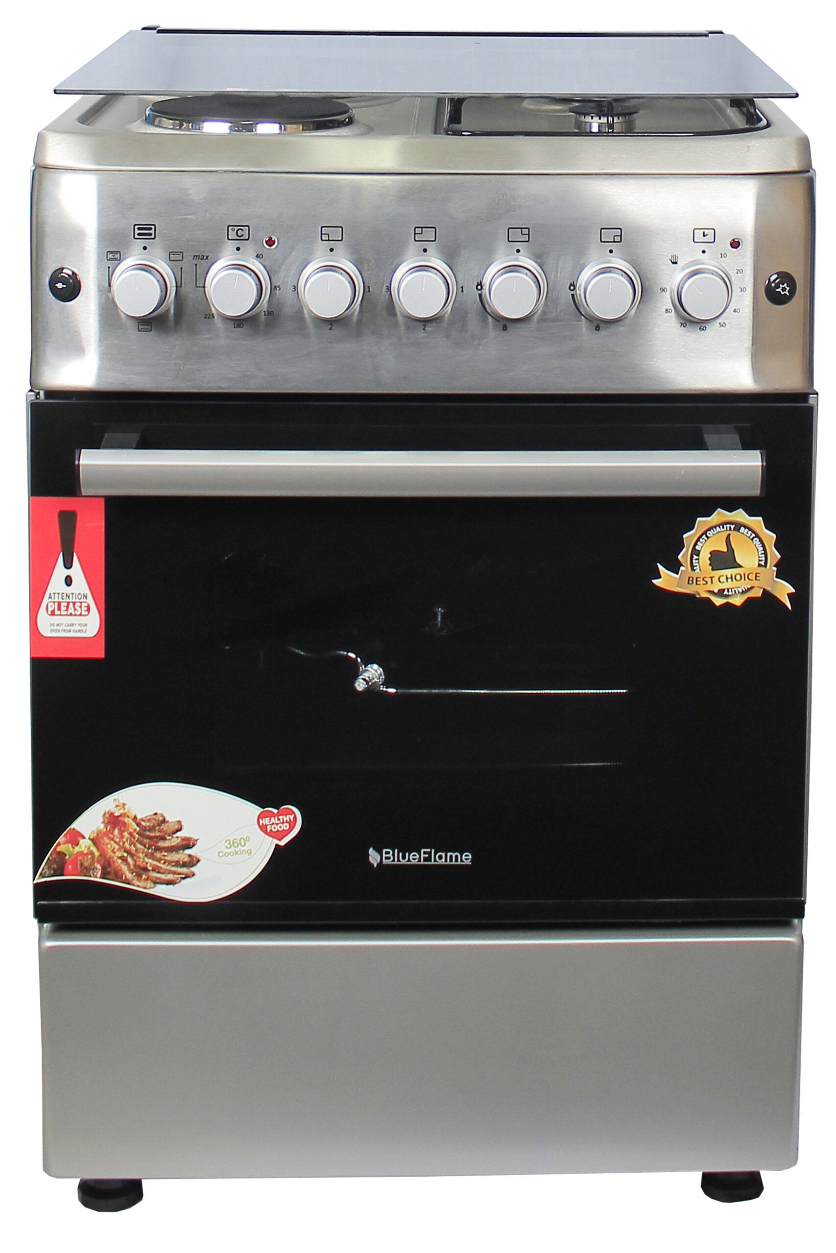 BlueFlame cooker S6022ERF – IP 60x60cm 2 gas burners and 2 electric plates with electric oven - Image 2